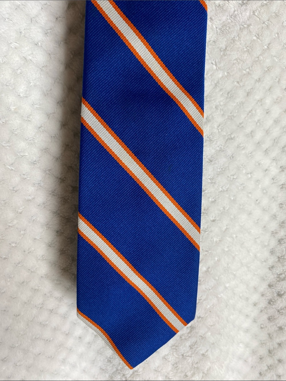 Vintage Pintail Men's Royal Blue Neck Tie with Orange & Gray Stripes